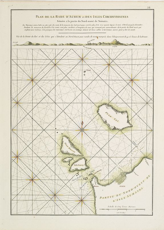 D'APRES DE MANNEVILLETTE., Plan de la Rade d'Achem et des Isles Circonvoisines Situées à la partie Nord-ouest de Sumatra., antique map, old maps