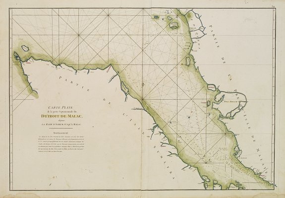 D'APRES DE MANNEVILLETTE., Carte Plate de la partie Septentrionale du Détroit de Malac depuis la Rade d'Achem jusqu'à Malac., antique map, old maps