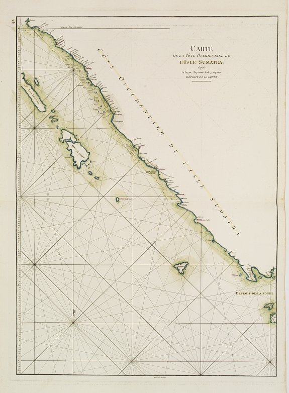 D'APRES DE MANNEVILLETTE., Carte de la Côte occidentale de l'Isle de Sumatra. . ., antique map, old maps