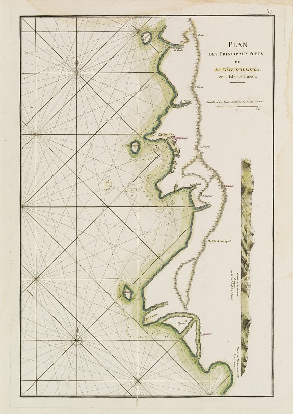 D\'APRES DE MANNEVILLETTE., Plan des Principaux Ports de la Côte d'Illocos en l'Isle de Lucon., antique map, old maps