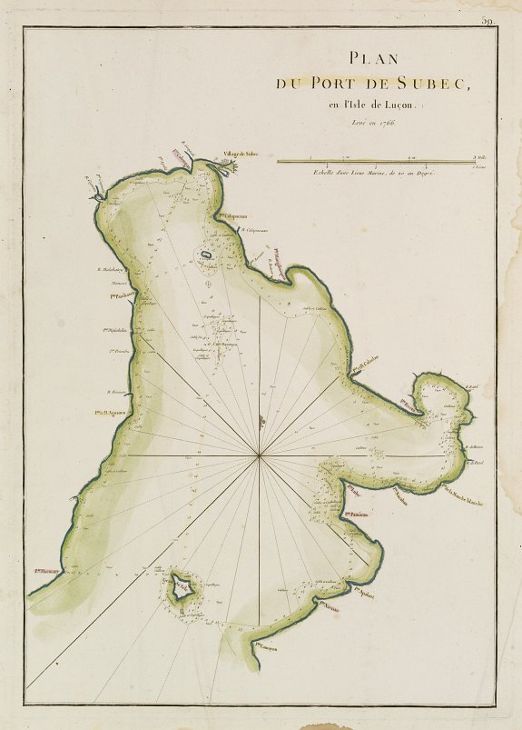 D'APRES DE MANNEVILLETTE., Plan du Port de Subec en l'Isle de Luçon., antique map, old maps