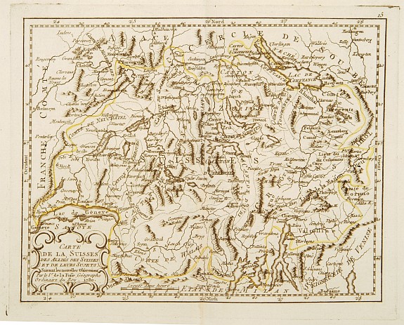 MONDHARE / NOLIN, J.B., Carte de la Suisses des Alliés des Suisses et de leurs Sujets .., antique map, old maps