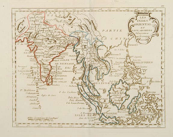 MONDHARE / NOLIN,J.B., Les Indes Oriental et Leur Archipels Assujetties.., antique map, old maps