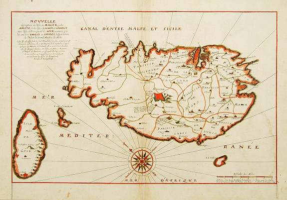 BOISSEAU, J., Nouvelle Description de l'Isle de Malte jadis Melita, et des Isles de Comin et Cominot, avec l'Isle et Principauté de Goze.., antique map, old maps