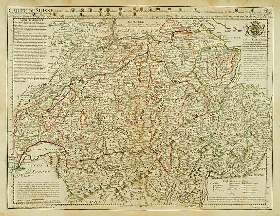DEZAUCHE, J.A. / de L'ISLE, G, Carte de Suisse ou sont les Cantos de .., antique map, old maps