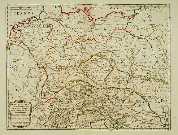 SANSON,N./ VAUGONDY, R. de, Germania Antiqua in IV. Magnos populos, in minores populos, et in minimos, distincta.., antique map, old maps