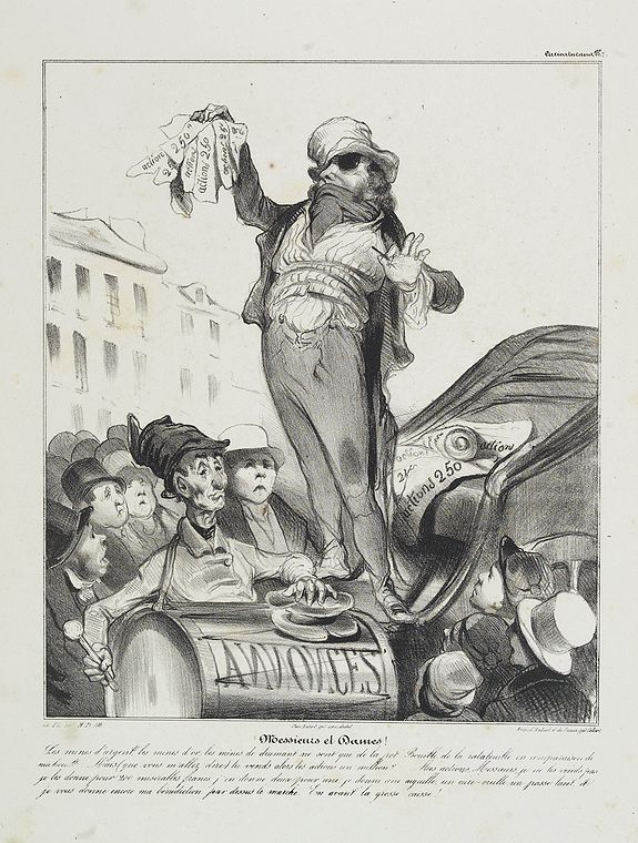 DAUMIER, H., Messieurs et Dames! Les mines d'argent . . . (Plate 7 from Caricaturana), antique map, old maps