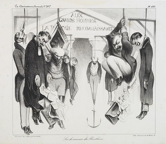 DAUMIER, H., Les honneurs du Panthéon . . . . (Plate 433 from La Caricature.), antique map, old maps