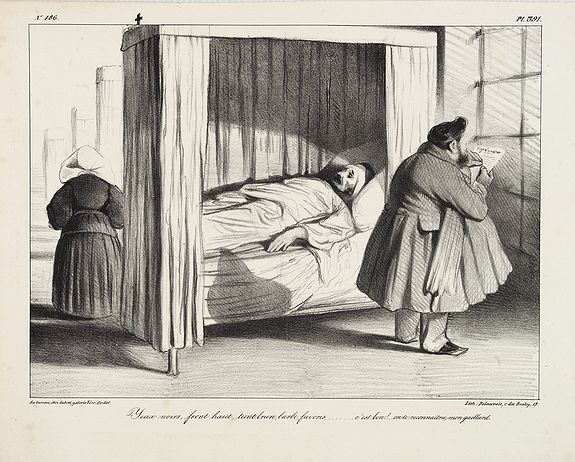 DAUMIER, H., Yeux noirs, front haut, teint brun, barbe, favoris...c'est bon! ...on te reconnaîtra, mon gaillard. (from La Caricature, Plate 391), antique map, old maps