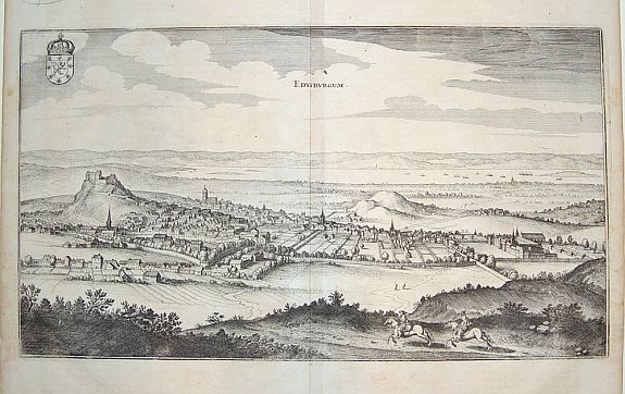 MERIAN, Matthaus, Edynburgum., antique map, old maps