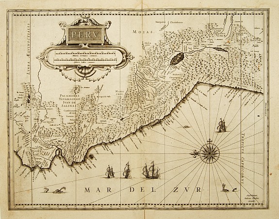 HONDIUS,J., Peru., antique map, old maps