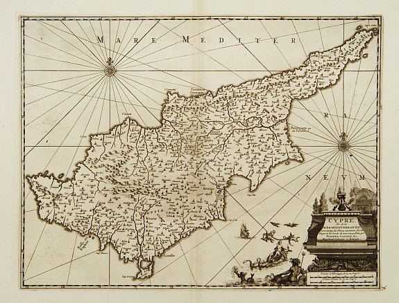 VAN DER A.A, P., Cypre, île de la Méditerrannée., antique map, old maps