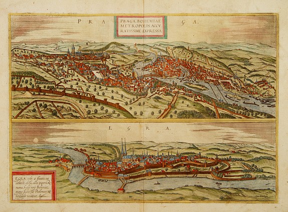 BRAUN,G. / HOGENBERG, F., Praga, Bohemiae Metropolis../ Egra., antique map, old maps
