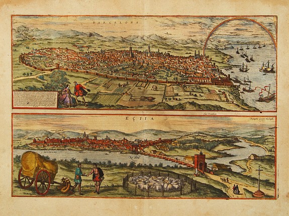 BRAUN,G. / HOGENBERG, F., Barcelona / Ecija., antique map, old maps