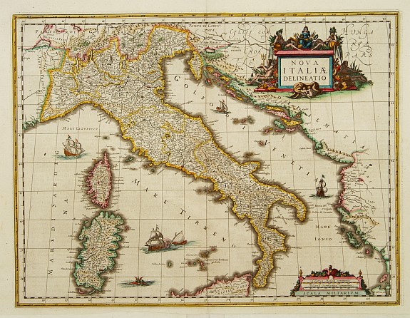 BLAEU,W., Nova Italiae delineatio., antique map, old maps