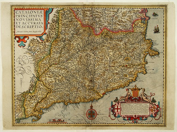 ORTELIUS,A./VRIENTS,J.B., Cataloniae Principatus Novissima et Accurata Descriptio., antique map, old maps