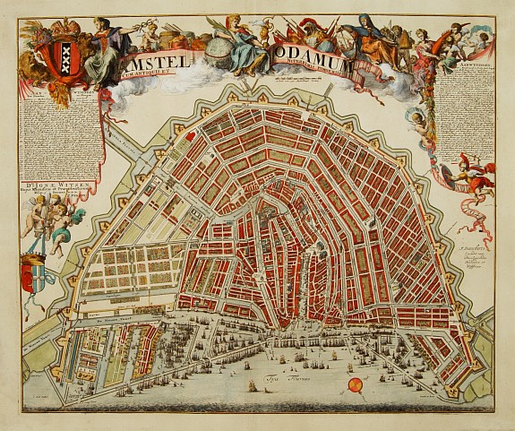 DANCKERTS,J., Amstelodamum cum antiquis et Neperrimis pomoeriis., antique map, old maps