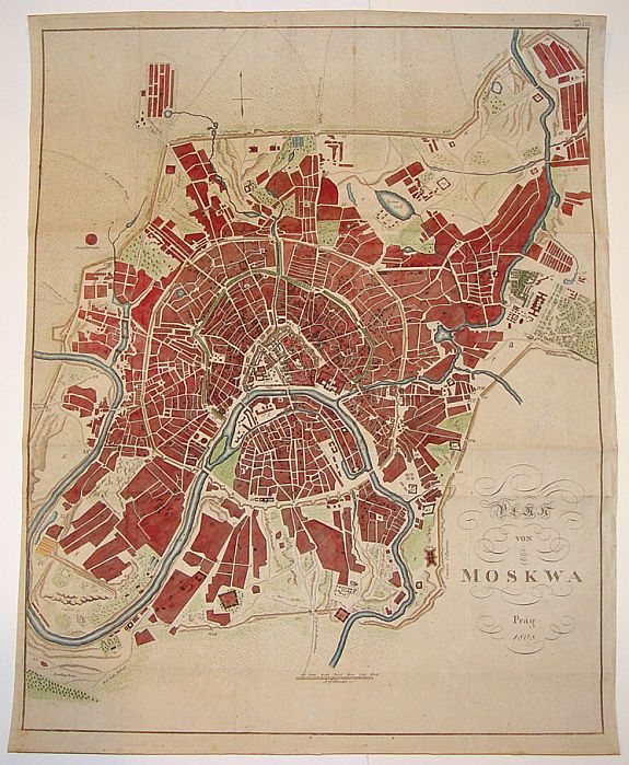 F. Pluth (or possbily anonymous), Map von Moskwa., antique map, old maps