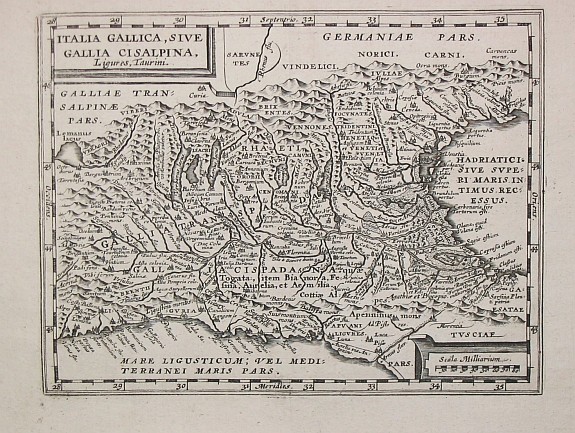 Cluverius, Ph., Italia Gallica, sive Gallia Cisalpina., antique map, old maps
