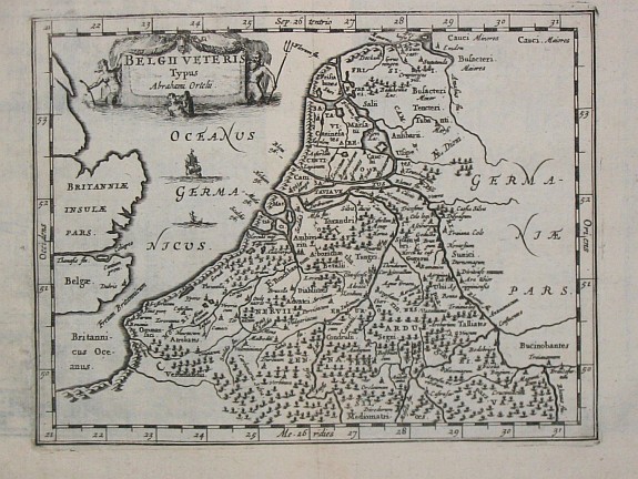 Cluverius, Ph., Belgii Veteris Typus Abrahami Ortelii, antique map, old maps