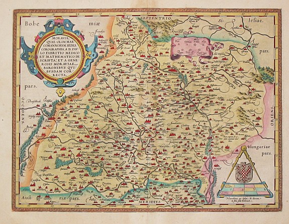 Ortelius, A., Moraviae., antique map, old maps