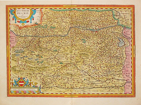 Ortelius, A., Austriae Descrip., antique map, old maps