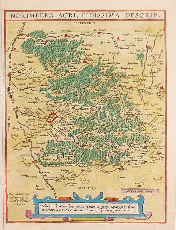 Ortelius, A., NORIMBERG. AGRI, FIDISSIMA DESCRIP.1590., antique map, old maps