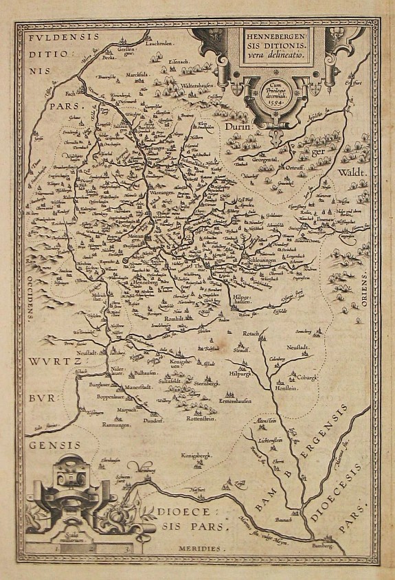Ortelius, A., HENNENBERGEN: / SIS DITIONIS. / vera delineatio., antique map, old maps