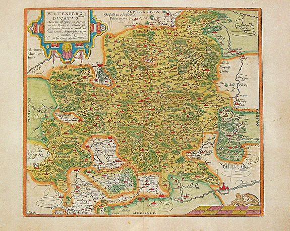 ORTELIUS, A., WIRTENBERG / DUCATUS / Accuarata descriptio., antique map, old maps