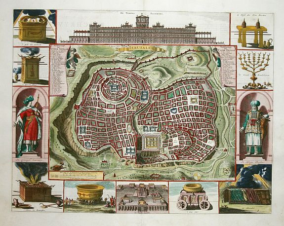 STOOPENDAAL, Jerusalem., antique map, old maps