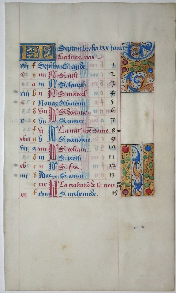 BOOK OF HOURS, Leaf on vellum from a manuscript Book of Hours., antique map, old maps