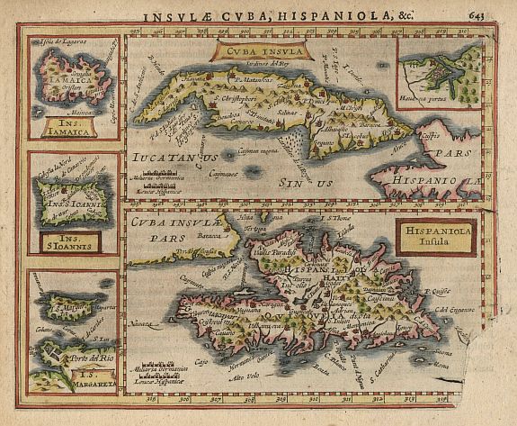 MERCATOR,G./ HONDIUS,J., Cuba insula, Hispaniola insula., antique map, old maps