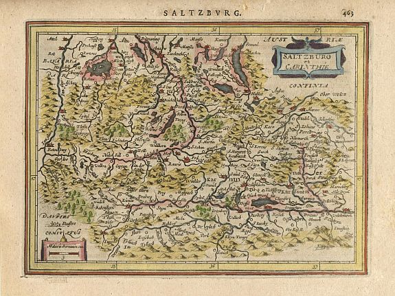 MERCATOR,G./ HONDIUS,J., Saltzburg et Carinthie., antique map, old maps