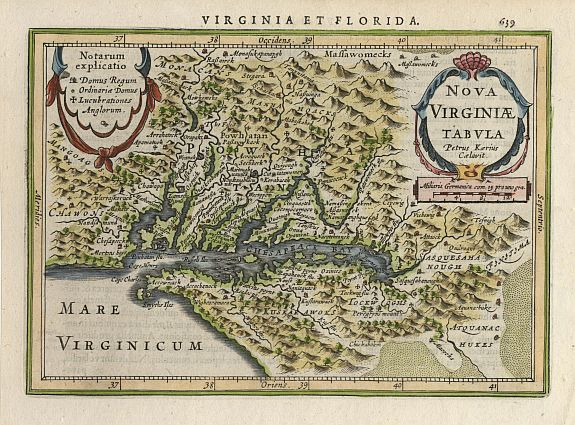 MERCATOR,G./ HONDIUS,J., Nova Virginiae Tabula., antique map, old maps
