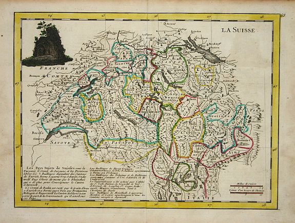 ROUGE LE, la Suisse., antique map, old maps