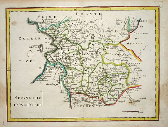 ROUGE LE, Seigneurie d' Over-yssel., antique map, old maps
