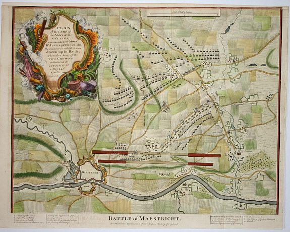 TINDAL,N, Battle of Maestricht., antique map, old maps