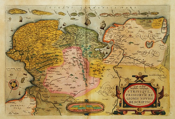 ORTELIUS,A., Oost ende West Vrieslandte beschryvinghe., antique map, old maps