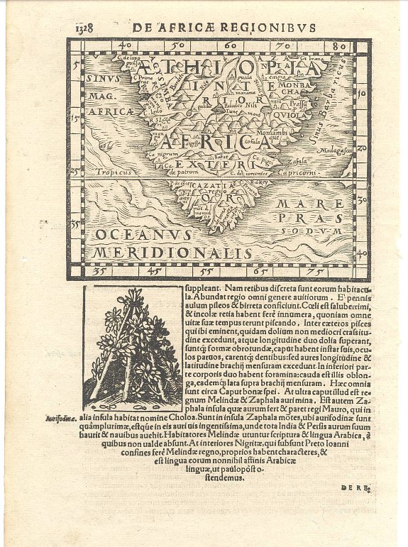 MUNSTER, S., De Africae Regionibus, antique map, old maps