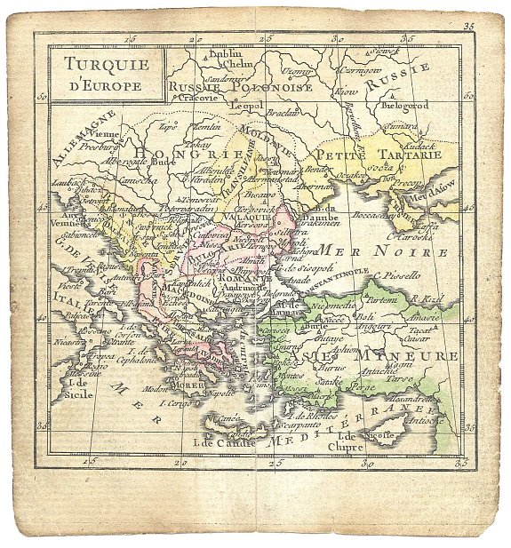 Louis-Charles Desnos, Turquie D'Europe., antique map, old maps