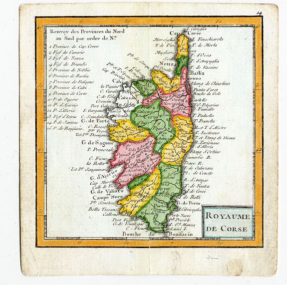 Louis-Charles Desnos, Royaume De Corse., antique map, old maps