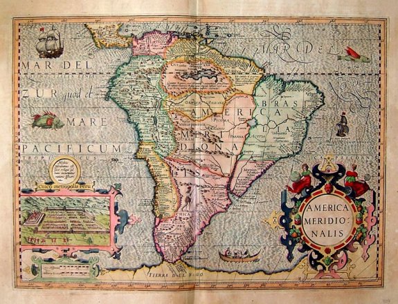 Hondius, America Meridionalis, antique map, old maps