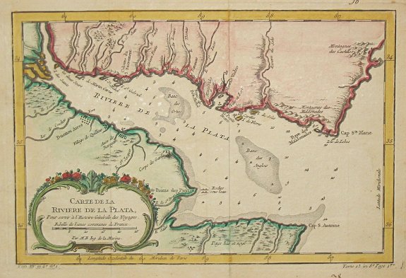 Bellin, J.N., Carte de la Riviere de la Plata., antique map, old maps