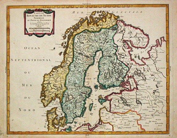 Bourgoin, P., Carte du Royaume de Suede Norwege et Partie de Dannemarck., antique map, old maps
