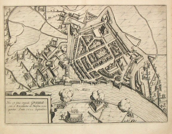 Guicciardini, L., Situs Oppidi Graviae., antique map, old maps