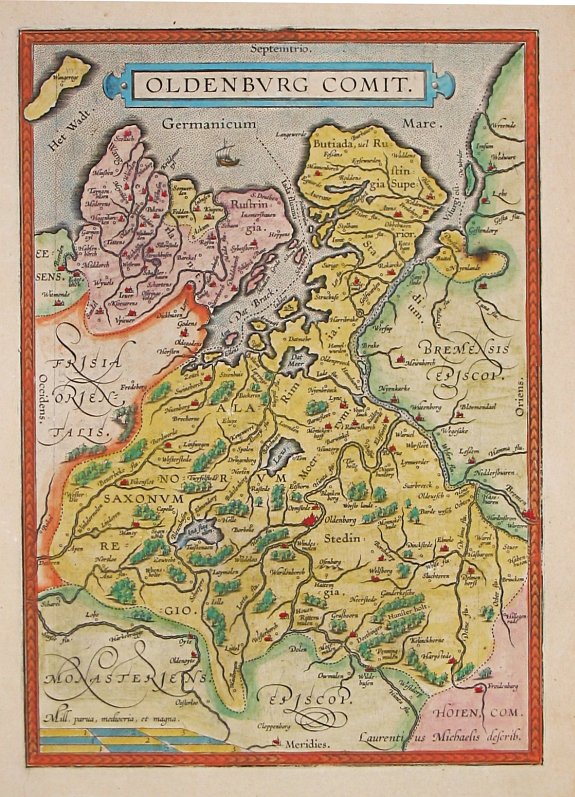 ORTELIUS, A., OLDENBURG COMIT., antique map, old maps