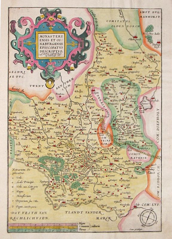 ORTELIUS, A., Monasteriensis et Osnaburgensis Episcopatus descriptio. , antique map, old maps