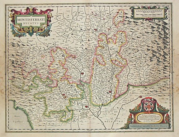 BLAEU,W., Montisferrati Ducatus., antique map, old maps