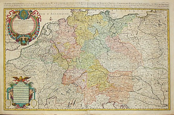 Jaillot, A.-H. / P. Mortier., L\' Empire d\' Allemagne / distingue suivant l\' etendue de tous / les Estats, Principautes et Souverainetes. A Paris, 1696., antique map, old maps