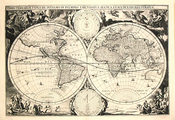 DANCKERTS, Cornelis., Orbis Terrarum Typus De Integro in Plurimis Emandatus, Auctus, Et Incunculis Illustratus., antique map, old maps